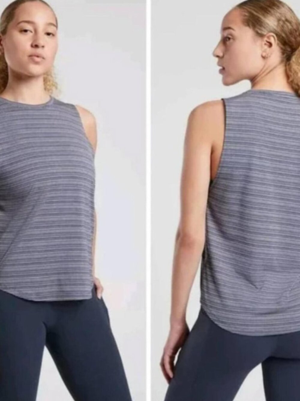 Athleta Cloudlight Striped Muscle Tank Whisper Stripe Medieval Violet Size 1X